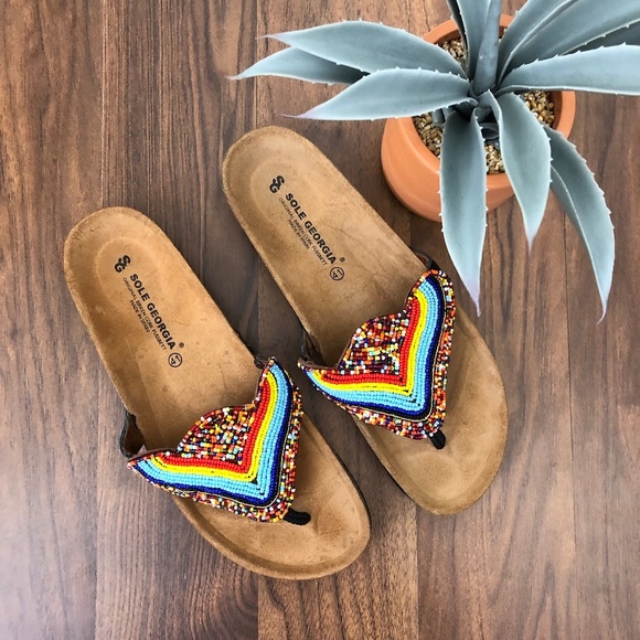 beaded market slide sandal